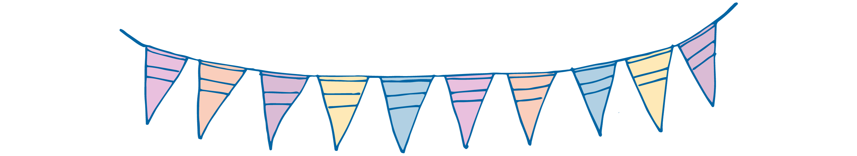 Triangle pennants hanging from a string